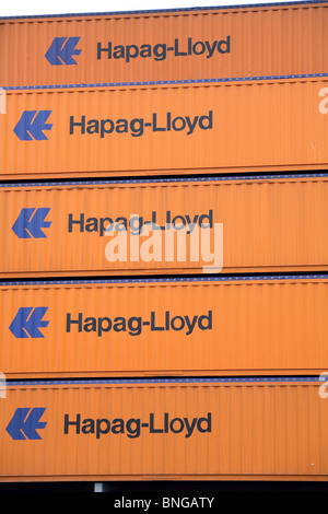 Contenitori della Hapag-Lloyd, Rendsburg, Germania Foto Stock