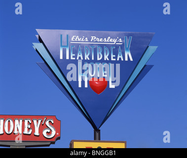 Heartbreak Hotel segno, Casa di Graceland, Elvis Presley Boulevard, Whitehaven, Memphis, Tennessee, Stati Uniti d'America Foto Stock