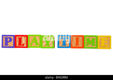 Alfabeto per bambini blocca l'ortografia delle parole tempo di giocare Foto Stock