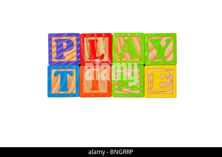 Alfabeto per bambini blocca l'ortografia delle parole tempo di giocare Foto Stock