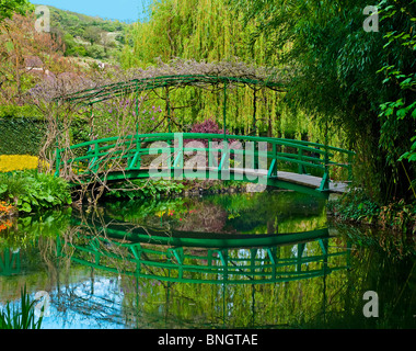 Monet, giardino di fiori; Giverny; Normandia; Francia; Eure; Europa; molla; i tulipani Foto Stock