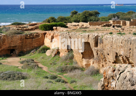 Tombe dei Re sono un inizio di necropoli in Paphos Cipro nicchie di sepoltura il Greco antico luogo di sepoltura 300 BC aristocratici tolemaico Foto Stock