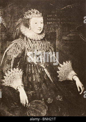 Elizabeth Wriothesley (née Vernon), contessa di Southampton 1572 -1655. Lady-in-attesa di Elisabetta I d'Inghilterra. Foto Stock