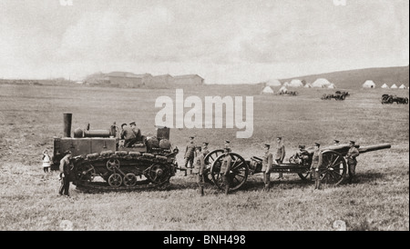 Un bruco ruote motore di trazione di disegno di un British pesante pistola durante la guerra mondiale I. Foto Stock