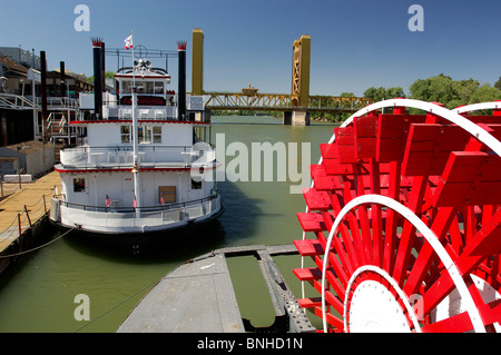 Usa Sacramento California Delta King in battello sul fiume Sacramento Old Sacramento Vaporetto Steamship Hotel Ristorante Regno Foto Stock