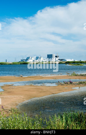 Dungeness RSPB Riserva e centrale nucleare, vista da da Scott nascondi, Kent, Inghilterra. Foto Stock