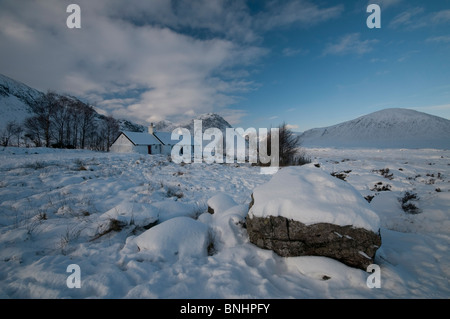 Black Rock Cottage Glen Coe in inverno Foto Stock