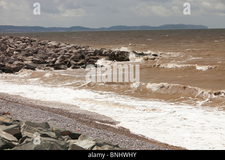 Rhyl è molto basso e vulnerabile alle inondazioni costiere. Foto Stock