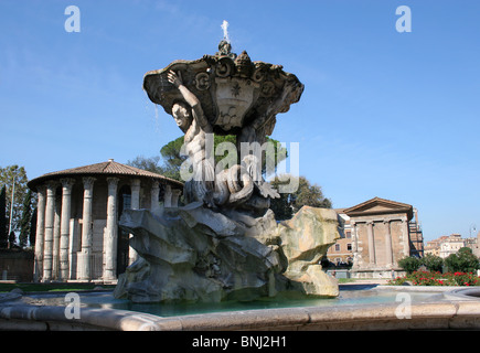 Roma - Vesta e tempio Frotuna e fontana Foto Stock