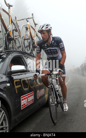 22.07.2010 Tour de France, Fabien Cancellara competere nella fase 17, Col du Tourmalet, Francia Foto Stock