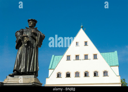 Germania Sassonia-anhalt Lutherstadt Eisleben patrimonio culturale mondiale dell UNESCO Marktplatz Martin Lutero municipio monumento di Lutero Foto Stock