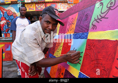 Artista dipinti Las Terrenas Repubblica Dominicana color art souvenir Viaggi turismo vacanze Caraibi Foto Stock