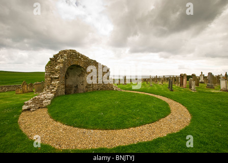 Il Round Kirk (chiesa rotonda) in Orphir, Orkney. Foto Stock