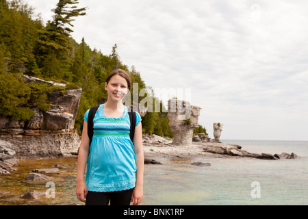 Vaso di fiori isola in Georgian Bay, nella provincia canadese di Ontario parte di scandagliare cinque National Marine Park Foto Stock