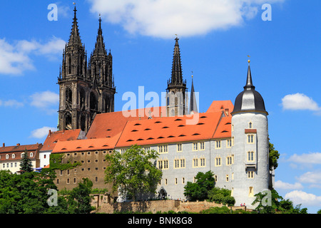 Il castello di Albrechtsburg a Meissen, Sassonia vicino a Dresda, Germania Foto Stock