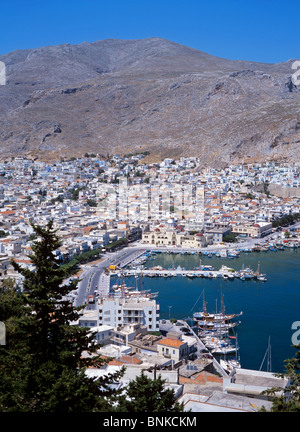 Kalymnos città (Pothia) - Vista delle principali città e porto sull' isola di Kalymnos Foto Stock