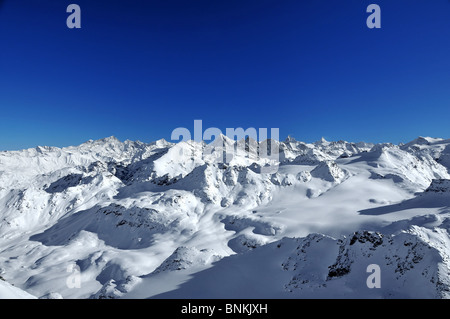 Svizzera Vallese Verbier Dent Blanche herens Matterhorn cervin snow punti vertici dei picchi di picchi rosablanche Pointe de Zinal Foto Stock