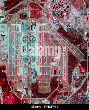 Aerei a raggi infrarossi vista mappa Aeroporto di Dallas Fort Worth DFW Texas Foto Stock