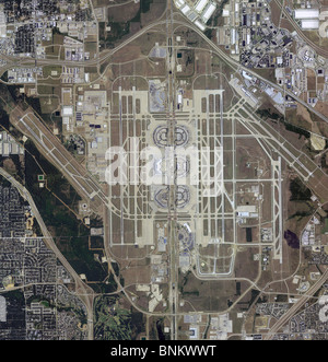 Antenna vista mappa Aeroporto di Dallas Fort Worth DFW Texas Foto Stock