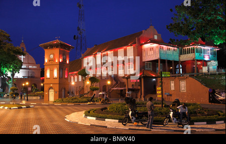 Malesia Malacca, Malacca, Town Square, Torre dell'orologio, la Chiesa di Cristo, Stadthuys, Foto Stock