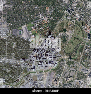 Antenna vista mappa sopra il Texas Medical Center di Houston in Texas Foto Stock