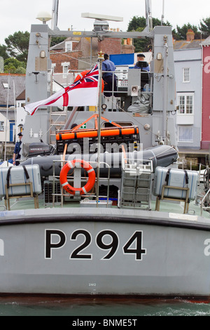 HMS Trumpeter (P294) è un arciere-classe P2000-tipo di pattugliamento e di formazione nave nel porto di Weymouth Dorset Inghilterra Foto Stock