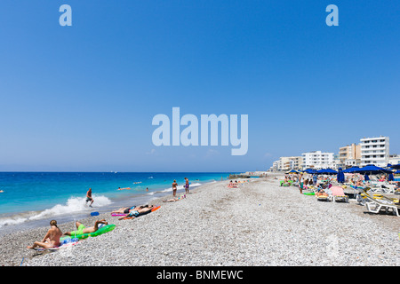 Akti Miaouli Beach a Rodi, Rodi, Grecia Foto Stock