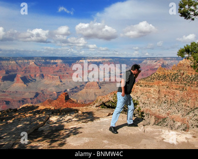 Vista sulla scogliera del Grand Canyon South Rim, del Parco Nazionale del Grand Canyon, Arizona, Stati Uniti. Foto Stock