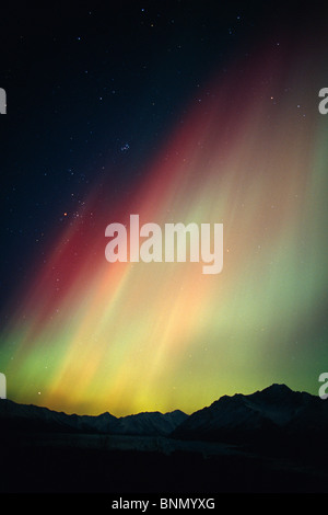 Luci del nord su ghiacciaio Matanuska SC AK Inverno Chugach Mtns Foto Stock