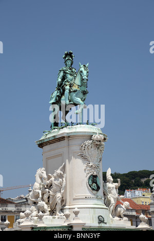 Re Jose io statua a Praca do Comercio di Lisbona, Portogallo Foto Stock