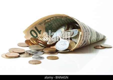 Avvisatore acustico da dollar denominazioni con belle monete Foto Stock