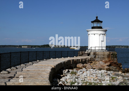 Portland Breakwater Lighthouse / luce di Bug in Sud Portland all'entrata di Portland è il porto da Casco Bay, Maine, Stati Uniti d'America. Foto Stock