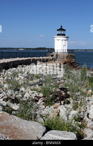 Portland Breakwater Lighthouse / luce di Bug in Sud Portland all'entrata di Portland è il porto da Casco Bay, Maine, Stati Uniti d'America. Foto Stock