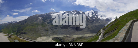 Panorama del gruppo Grossglockner, il picco più alto in Austria Foto Stock