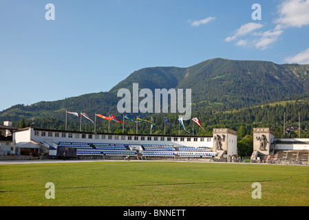 L'Olympia Ski Stadium di Garmisch-Partenkirchen, Baviera, Germania Foto Stock