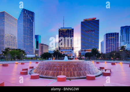 2010 Lo skyline di Miami Bayfront Park, Florida Foto Stock