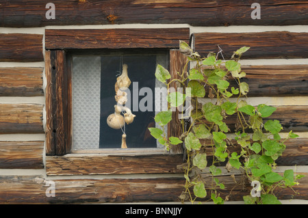 Fort Boonesboroughugh stato parco Boonesborough Kentucky USA America Stati Uniti d'America registro Finestra di casa Foto Stock