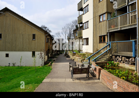 Springhill Eco-Housing, cohousing, comunità sociale l'alloggiamento. Stroud Gloucestershire. Inghilterra, Regno Unito. Foto Stock