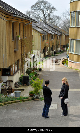 Springhill Eco-Housing, cohousing, comunità sociale l'alloggiamento. Stroud Gloucestershire. Inghilterra, Regno Unito. Foto Stock