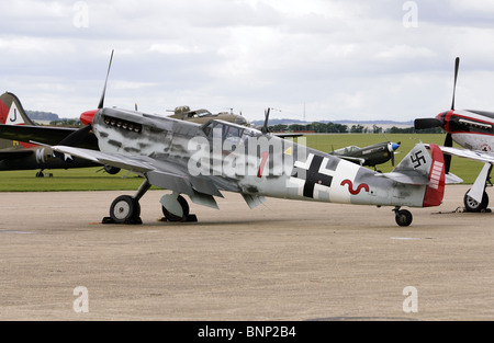 Messerschmitt Bf109G (Hispano HA-1112 MIL Buchon) in Luftwaffe camouflage regime. Foto Stock