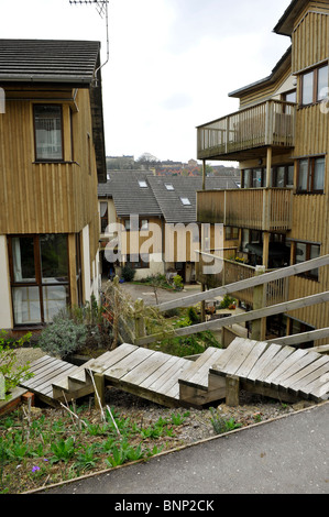 Springhill Eco-Housing, cohousing, comunità sociale l'alloggiamento. Stroud Gloucestershire. Inghilterra, Regno Unito. Foto Stock