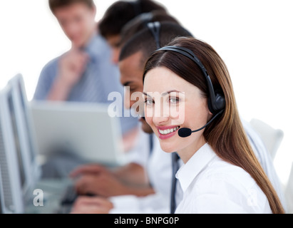 Business di successo team che lavora in un call center Foto Stock