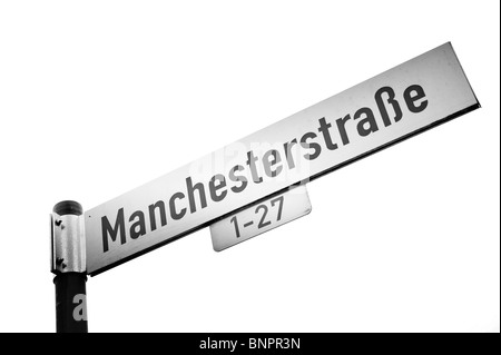 Manchesterstrasse strada segno Bielefeld Germania manchester Foto Stock