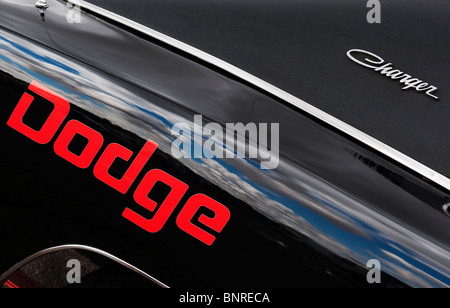 Dodge Charger American muscle car a Santa Pod raceway, Inghilterra Foto Stock