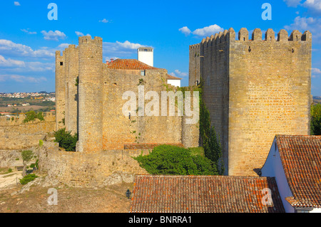 Il castello di Obidos ( ora hotel-Pousada), Obidos, Leiria distric, Estremadura, Portogallo Foto Stock