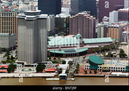 Vista aerea sopra l'Harrah's hotel e casino di New Orleans in Louisiana Foto Stock