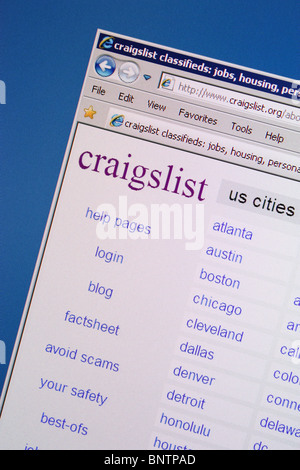 Craigslist in tutto il mondo acquistare vendere pezzo usato local Foto Stock