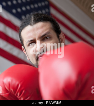 Angry American boxer Foto Stock