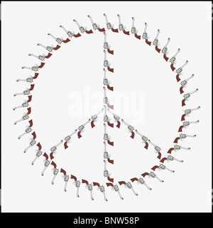 Pistole disposte sotto forma di un simbolo di pace Foto Stock