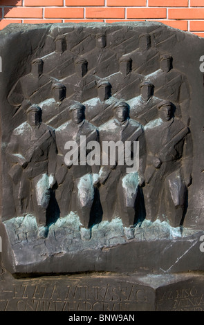 Dettaglio di Béla Kun lapide, statua (Memento) Park (Szoborpark) a Budapest, Ungheria Foto Stock